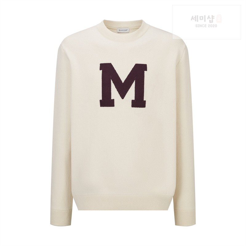 Moncler 몽클레어 M 로고 아플리케 코튼 블렌드 스웨터 네이비 의류 15번 이미지