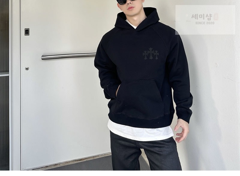몽클레어 크롬하츠 트리플 크로스 후디 (세븐) 블랙 의류 13번 이미지