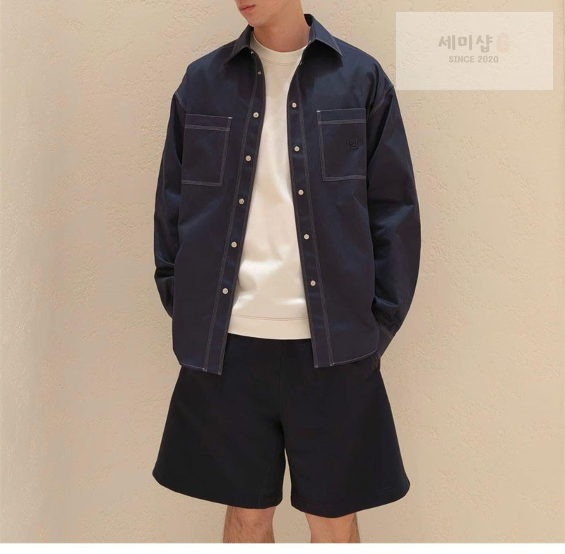 Moncler 펜디 레더 로고 패치 코튼 버뮤다 숏 팬츠 의류 4번 이미지