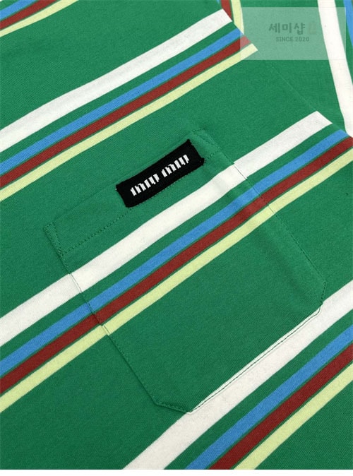 Miu Miu 미우미우 로고라벨 스트라이프 긴팔 티셔츠 3컬러 의류 3번 이미지