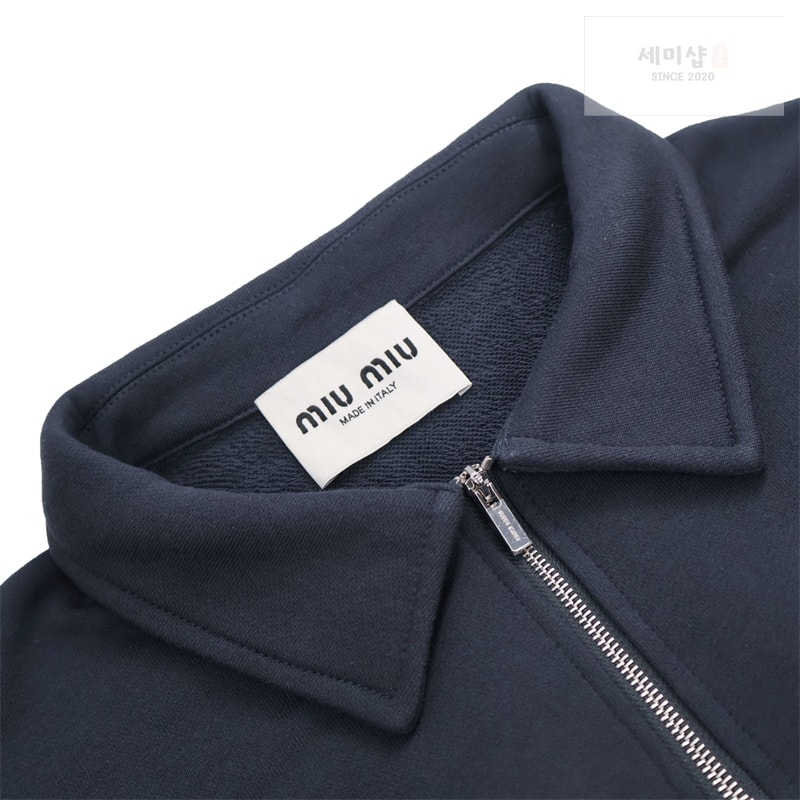 Miu Miu 미우미우 로고 자수 오버사이즈 하프 집업 코튼 스웨트셔츠 맨투맨 의류 13번 이미지