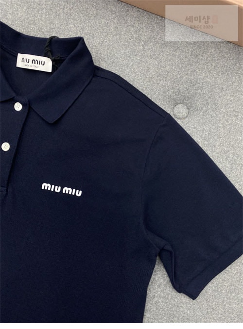 Miu Miu 미우미우 로고 자수 폴로 셔츠 2컬러 의류 22번 이미지