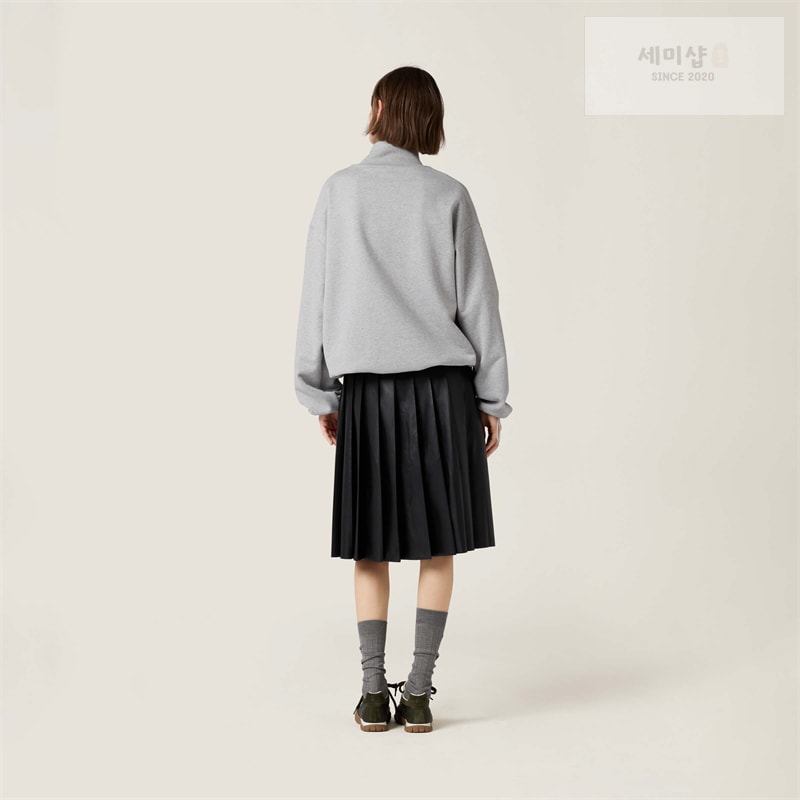 미우미우 미우미우 로고 코튼 플리스 집업 스웨트셔츠 의류 9번 이미지