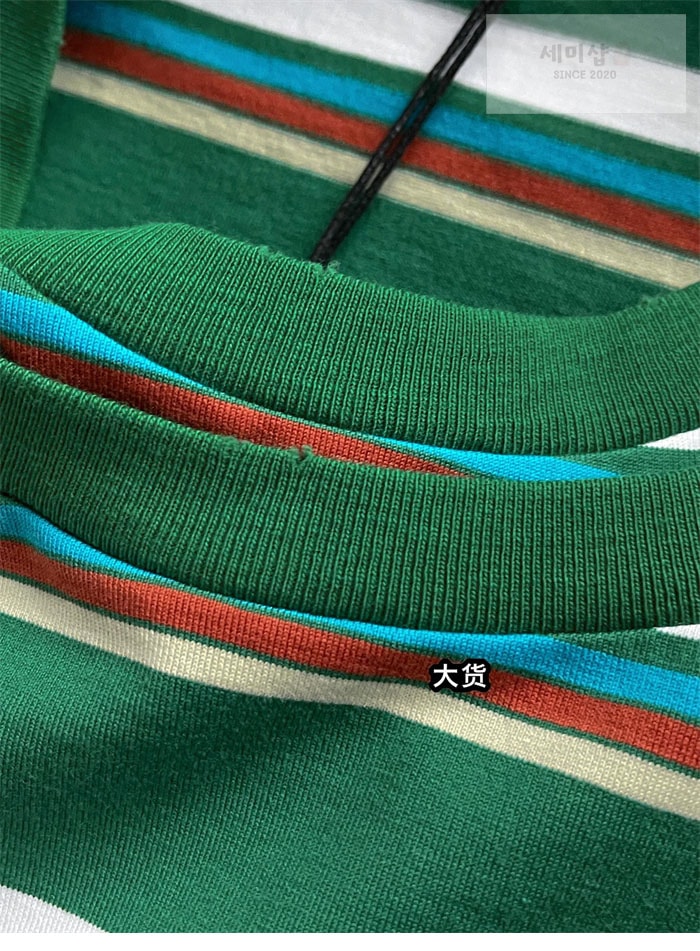Miu Miu 미우미우 로고 패치 스트라이프 반팔 티셔츠 의류 9번 이미지