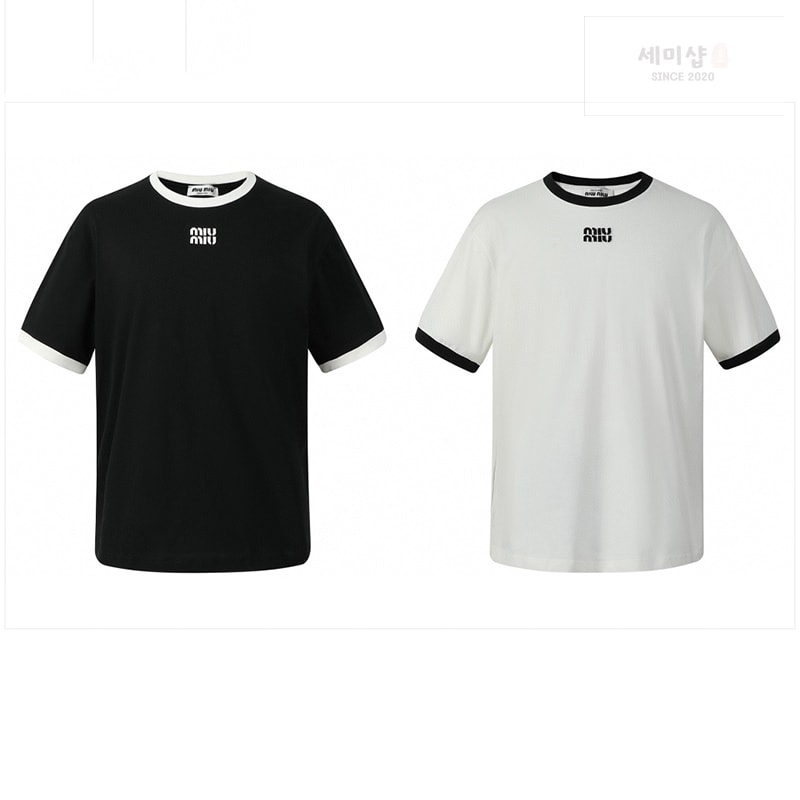 Miu Miu 미우미우 로고 24ss 크루넥 반팔 티셔츠 의류 25번 이미지