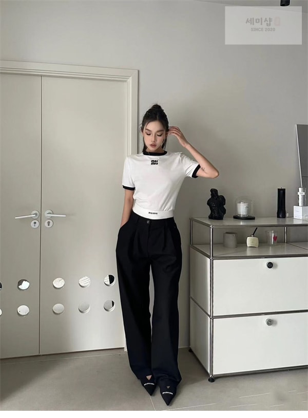 Miu Miu 미우미우 로고 24ss 크루넥 반팔 티셔츠 의류 2번 이미지