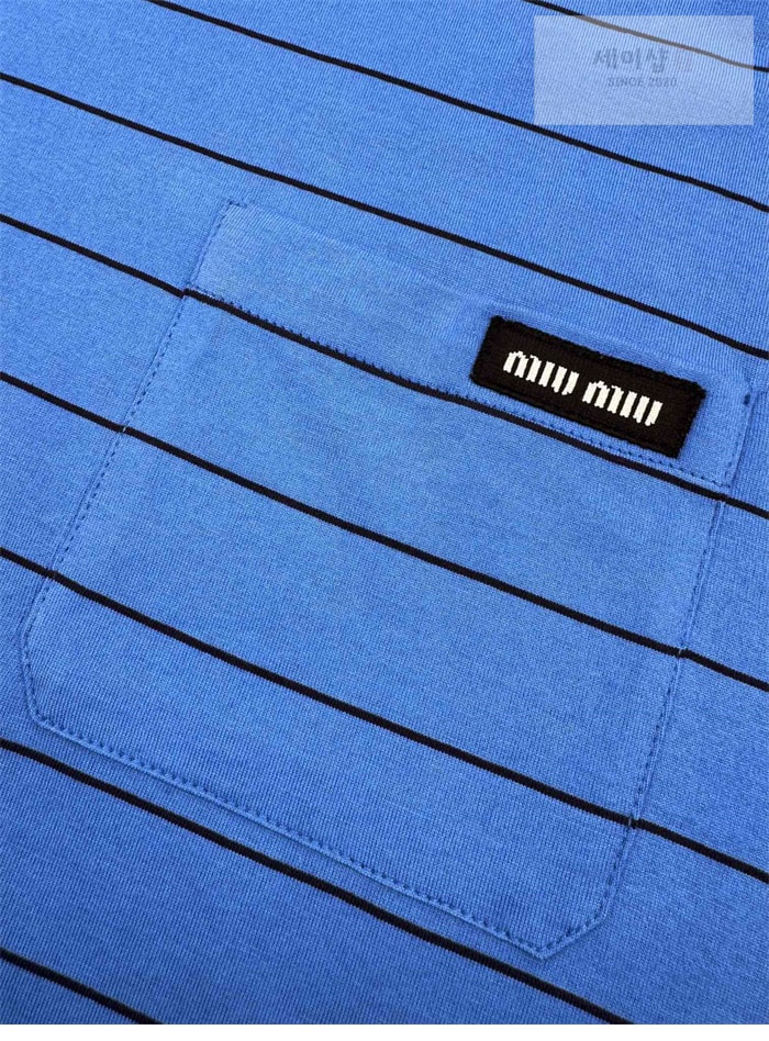 Miu Miu 미우미우 스트라이프 저지 반팔 티셔츠 의류 8번 이미지