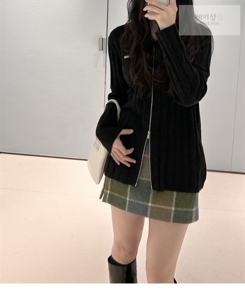 미우미우 미우미우 울 캐시미어 집업 가디건 의류 17번 이미지