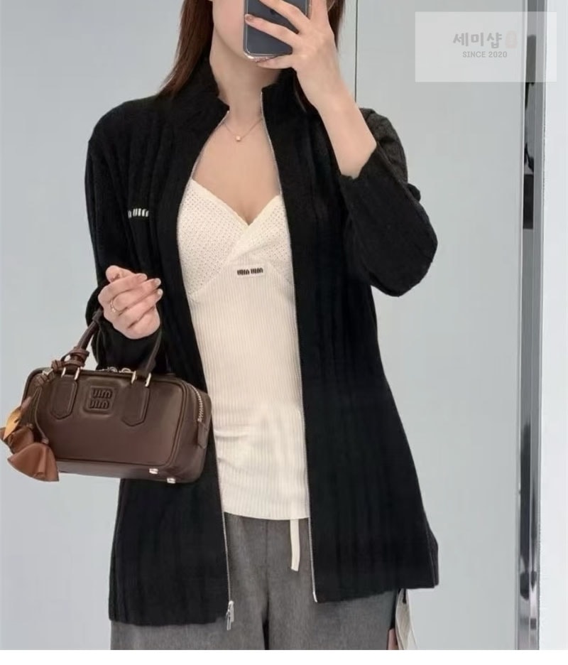 미우미우 미우미우 울 캐시미어 집업 가디건 의류 9번 이미지