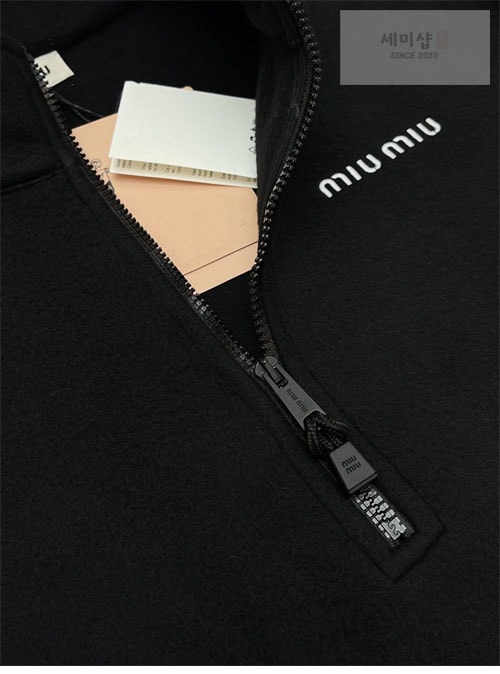 Miu Miu 미우미우 자수 로고 오버사이즈 플리스 반집업 스웨트셔츠 의류 3번 이미지