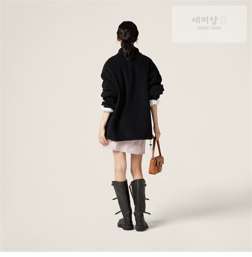 Miu Miu 미우미우 자수 로고 오버사이즈 플리스 반집업 스웨트셔츠 의류 21번 이미지