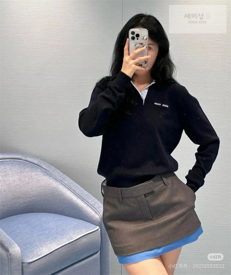 Miu Miu 미우미우 플레인 니트 폴로 셔츠 의류 3번 이미지