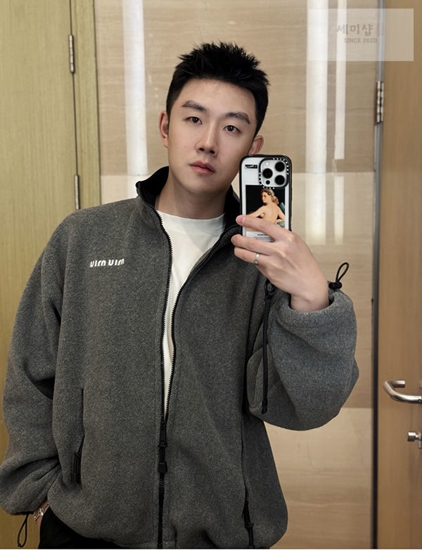 Miu Miu 미우미우 24FW 플리스 집업 자켓 그레이 의류 4번 이미지