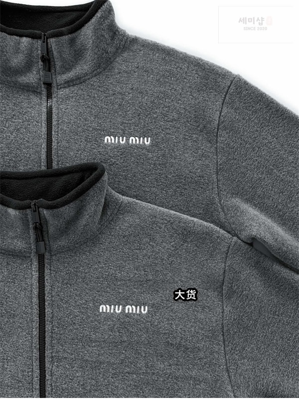 Miu Miu 미우미우 24FW 플리스 집업 자켓 그레이 의류 8번 이미지