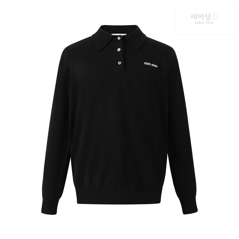 Miu Miu 미우미우 24SS 로고 울 니트 폴로 티셔츠 의류 1번 이미지