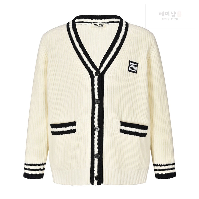 Miu Miu 미우미우 24SS 로고 패치 가디건 의류 1번 이미지