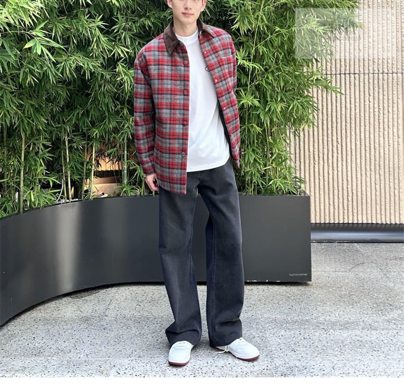 Miu Miu 미우미우 25FW 체크 슬레이트 버진 울 오버셔츠 의류 3번 이미지