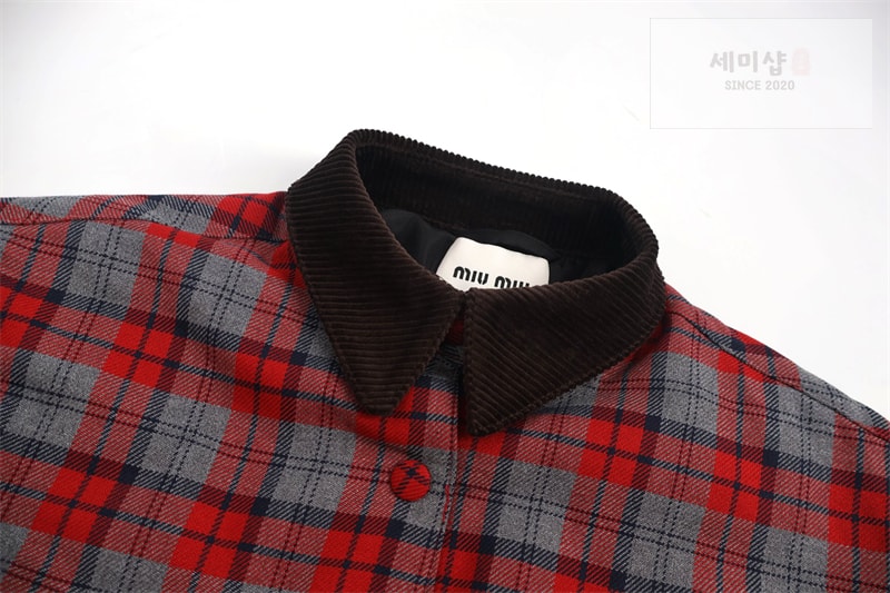 Miu Miu 미우미우 25FW 체크 슬레이트 버진 울 오버셔츠 의류 7번 이미지