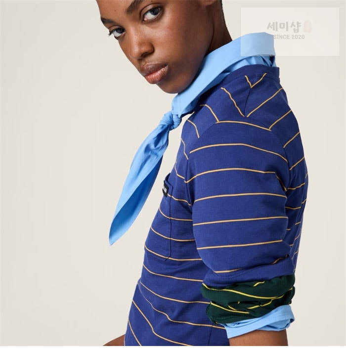 Miu Miu 미우미우 25SS 스트라이프 반팔 티셔츠 의류 2번 이미지