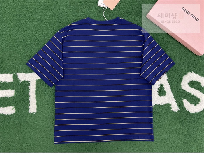 Miu Miu 미우미우 25SS 스트라이프 반팔 티셔츠 의류 5번 이미지