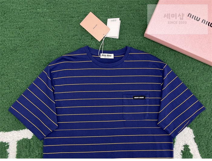 Miu Miu 미우미우 25SS 스트라이프 반팔 티셔츠 의류 6번 이미지