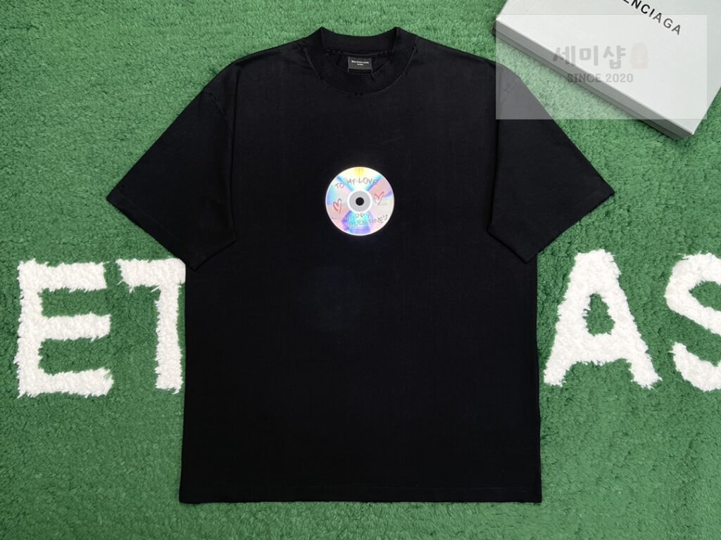 Balenciaga 발렌시아가 남자 TO MY LOVE 핏 블랙 미디엄 티셔츠 BLACK 의류 1번 이미지