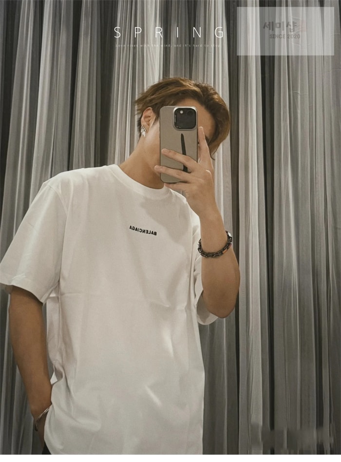Balenciaga 발렌시아가 엠브로이더드 로고 반팔 티셔츠 의류 2번 이미지