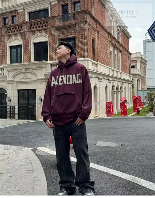 Balenciaga 발렌시아가 테이프 타입 립드 포켓 오버사이즈 후드 의류 1번 이미지
