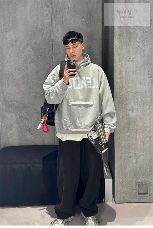 Balenciaga 발렌시아가 테이프 타입 립드 포켓 오버사이즈 후드 의류 6번 이미지