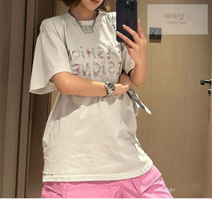 Balenciaga 발렌시아가 패션 디자이너 오버사이즈 반팔 티셔츠 2컬러 블랙 의류 5번 이미지