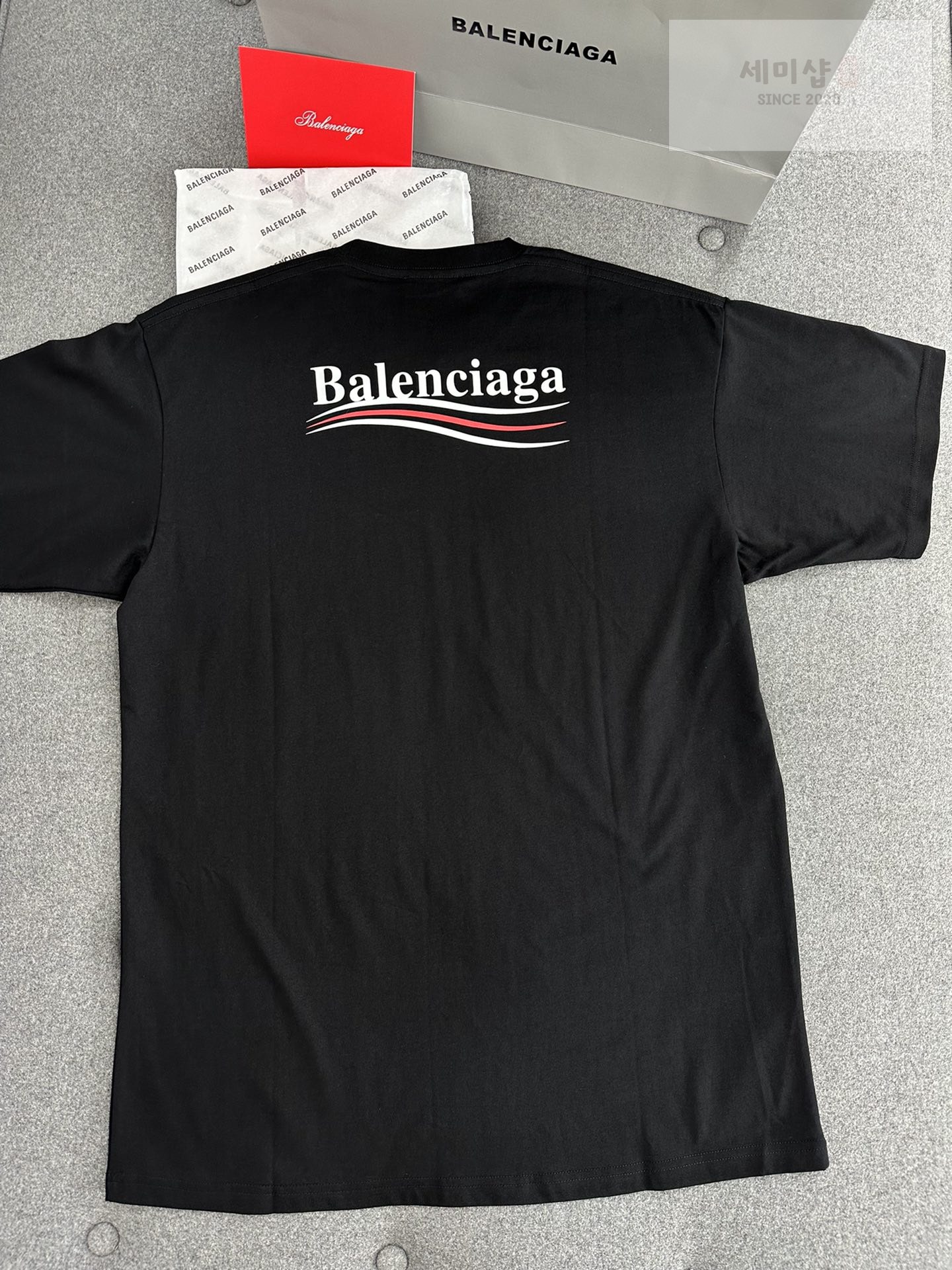 Balenciaga 발렌시아가 폴리티컬 로고 켐페인 라지 핏 반팔 티셔츠 블랙 의류 9번 이미지