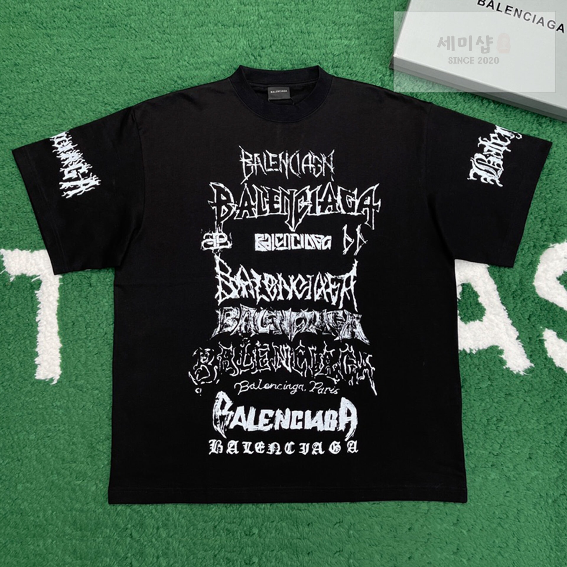 Balenciaga 발렌시아가 24SS 그래픽 멀티 프린트 로고 오버핏 반팔 “4COLOR” BLACK 의류 1번 이미지