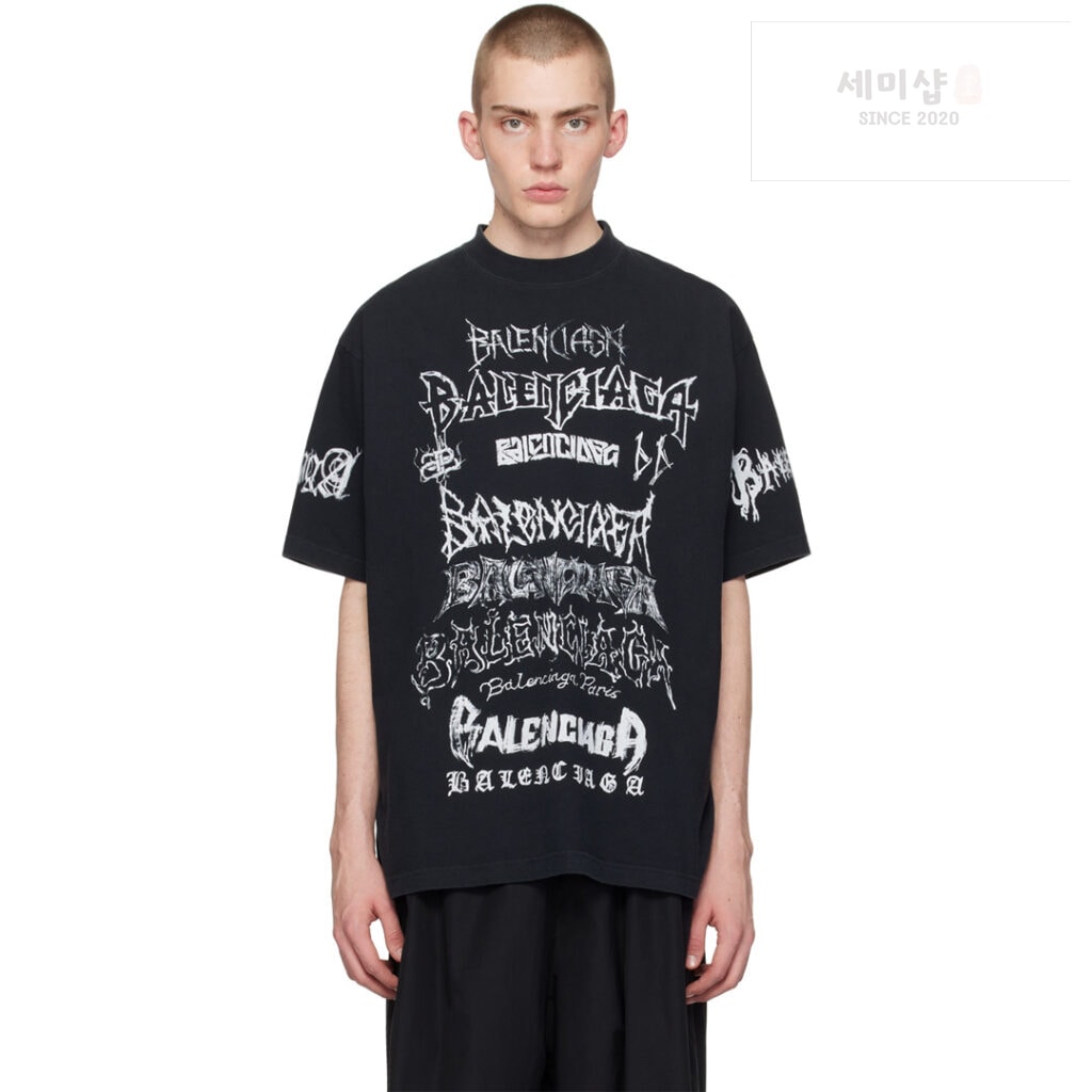 Balenciaga 발렌시아가 24SS 그래픽 멀티 프린트 로고 오버핏 반팔 “4COLOR” BLACK 의류 3번 이미지