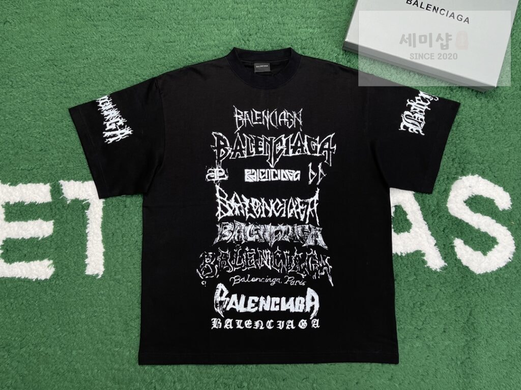 Balenciaga 발렌시아가 24SS 그래픽 멀티 프린트 로고 오버핏 반팔 “4COLOR” BLACK 의류 4번 이미지