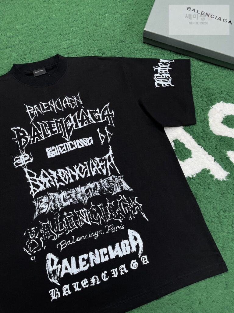 Balenciaga 발렌시아가 24SS 그래픽 멀티 프린트 로고 오버핏 반팔 “4COLOR” BLACK 의류 5번 이미지