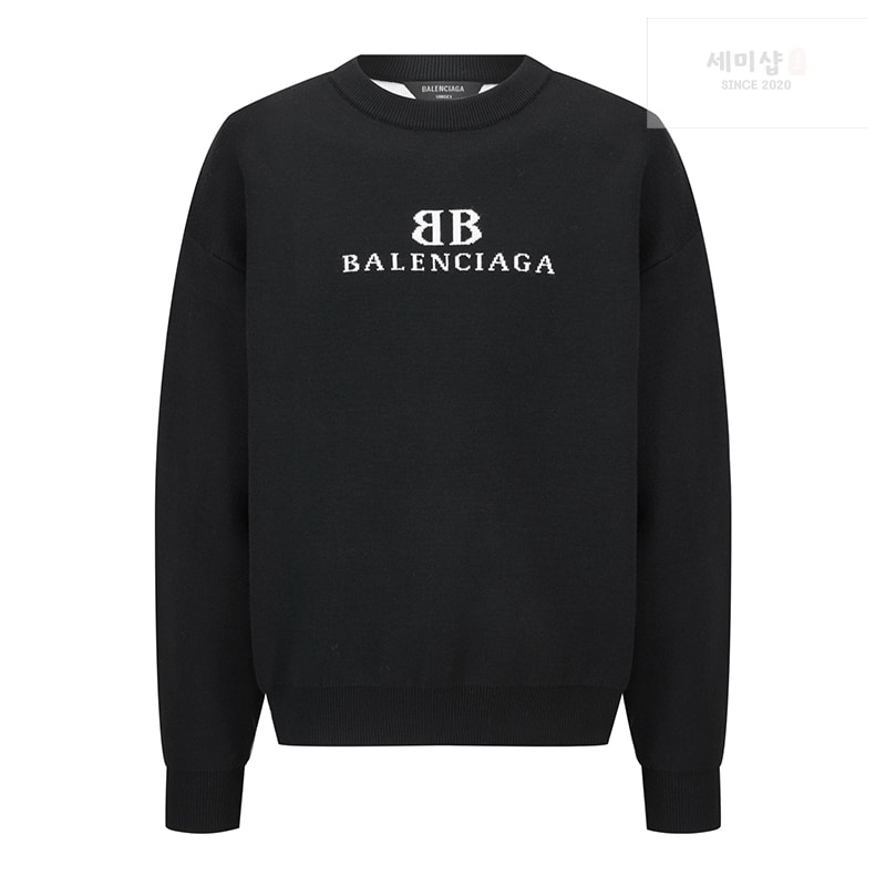 Balenciaga 발렌시아가 BB 로고 자카드 울 블렌드 니트 의류 1번 이미지