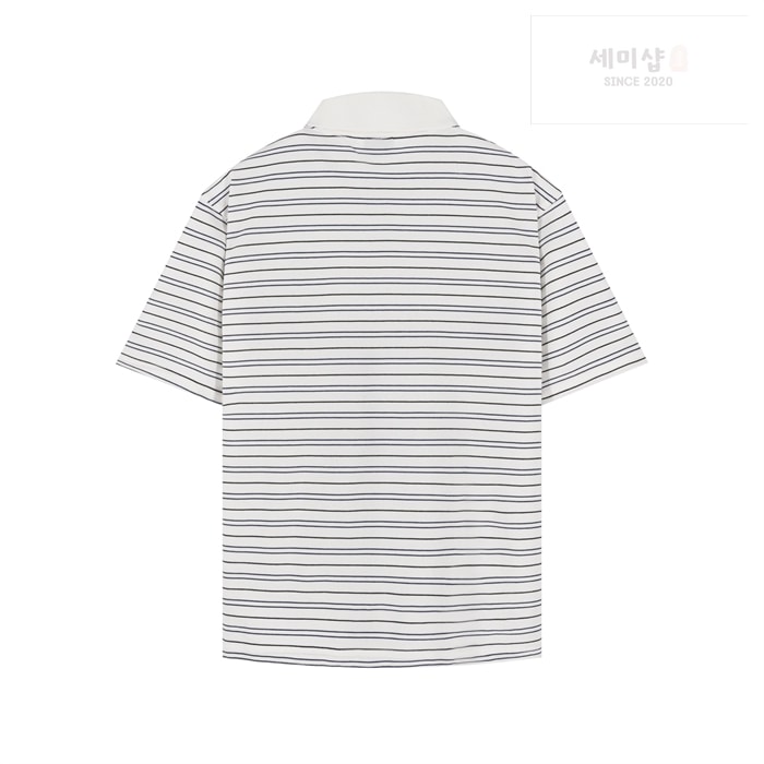 Balenciaga 발렌시아가 BB 로렐 스트라이프 코튼 폴로 셔츠 블루 의류 8번 이미지