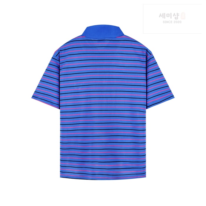 Balenciaga 발렌시아가 BB 로렐 스트라이프 코튼 폴로 셔츠 블루 의류 16번 이미지