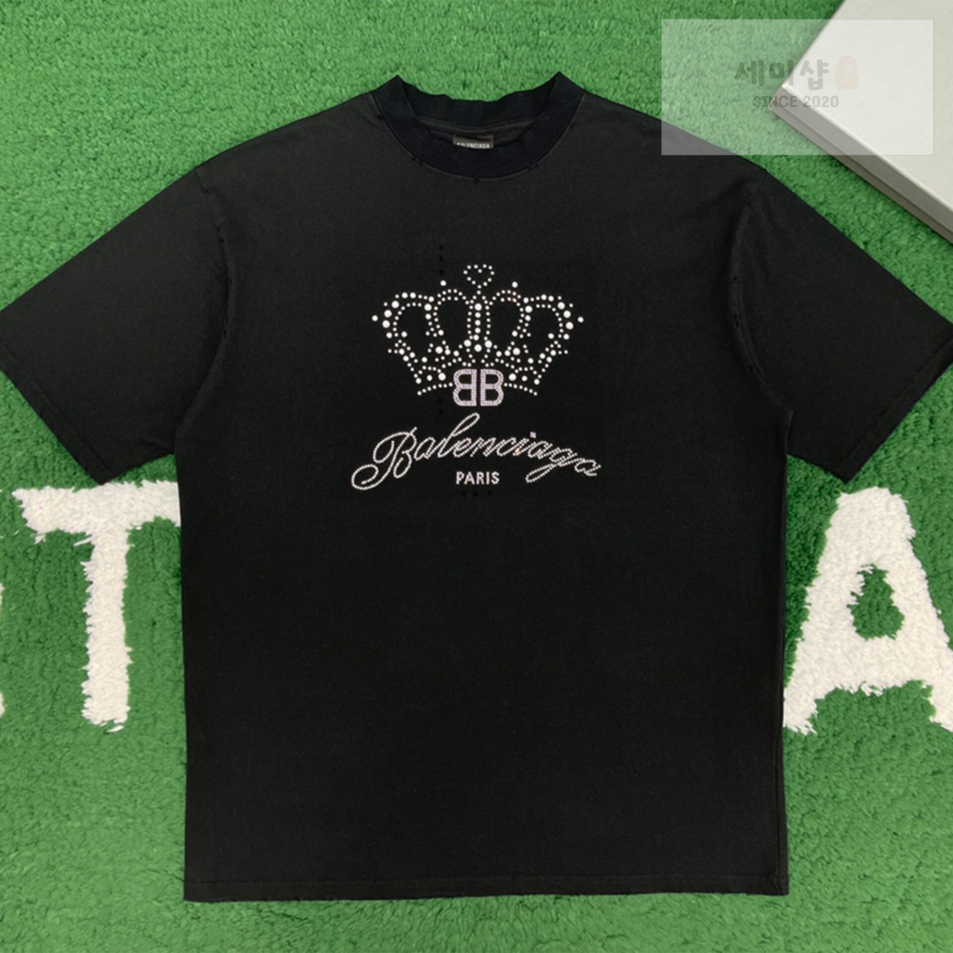 Balenciaga 발렌시아가 BB 모텔 미디엄 핏 반팔 티셔츠 블랙 의류 1번 이미지