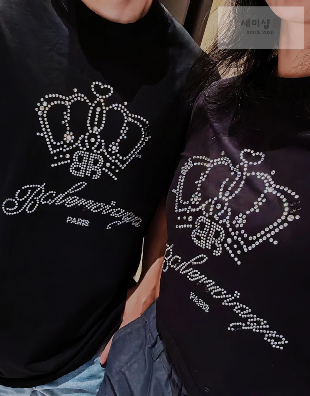 Balenciaga 발렌시아가 BB 모텔 미디엄 핏 반팔 티셔츠 블랙 의류 6번 이미지