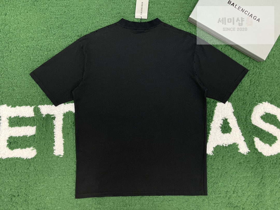 Balenciaga 발렌시아가 BB 모텔 미디엄 핏 반팔 티셔츠 블랙 의류 14번 이미지