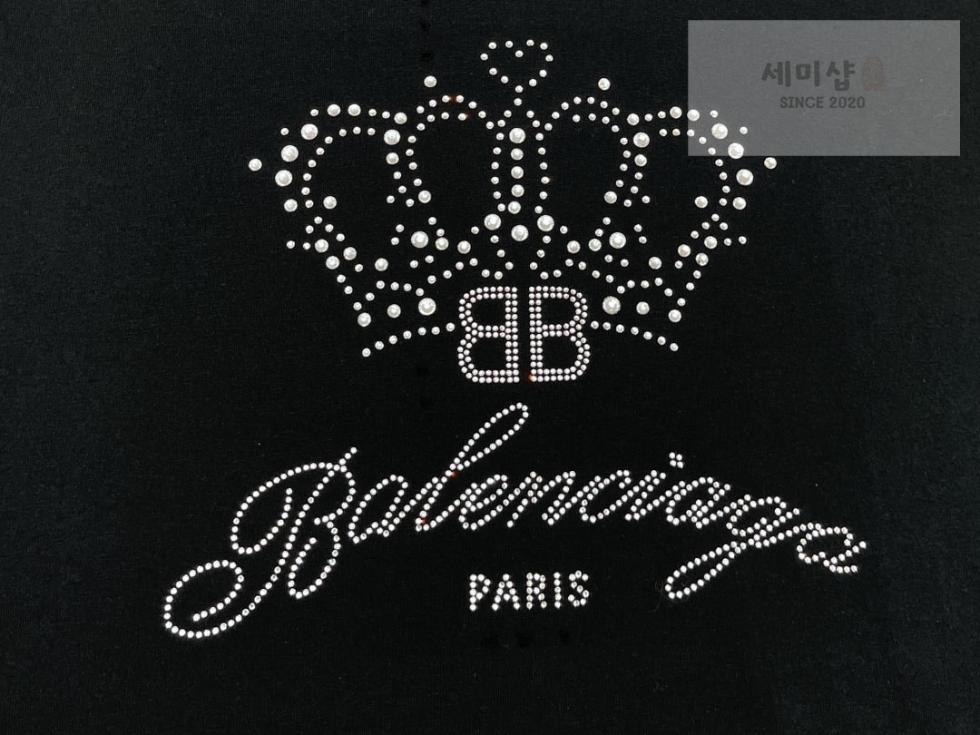 Balenciaga 발렌시아가 BB 모텔 미디엄 핏 반팔 티셔츠 블랙 의류 10번 이미지