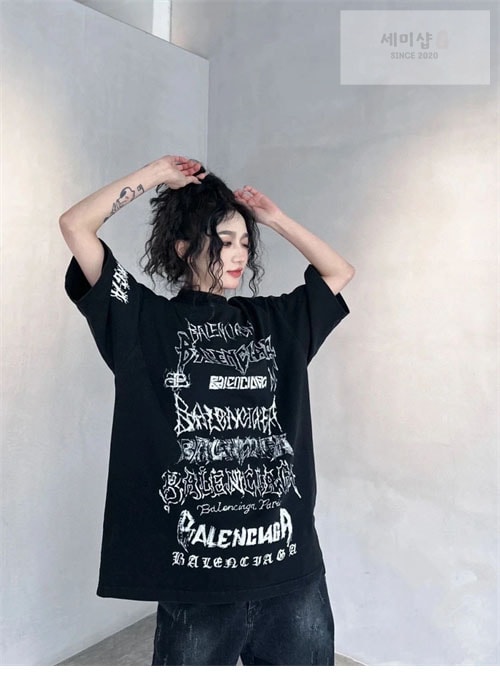 Balenciaga 발렌시아가 DIY 메탈 프린트 오버핏 반팔 티셔츠 의류 2번 이미지