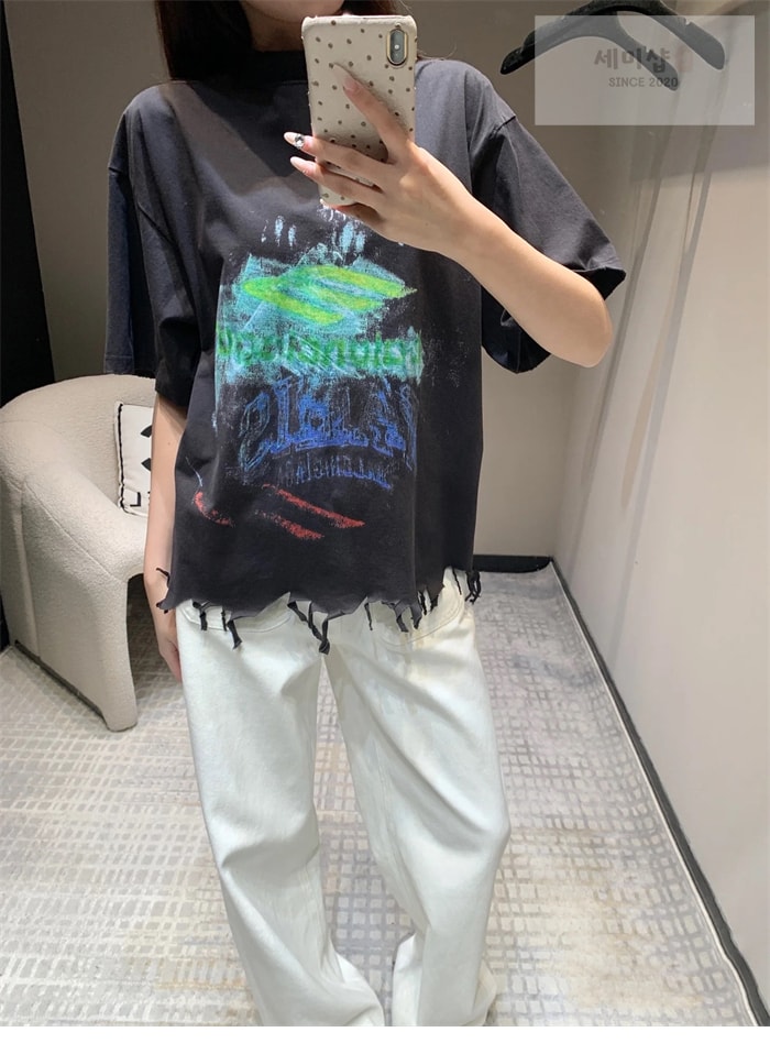 Balenciaga 발렌시아가 DIY 임프린트 반팔 티셔츠 의류 3번 이미지