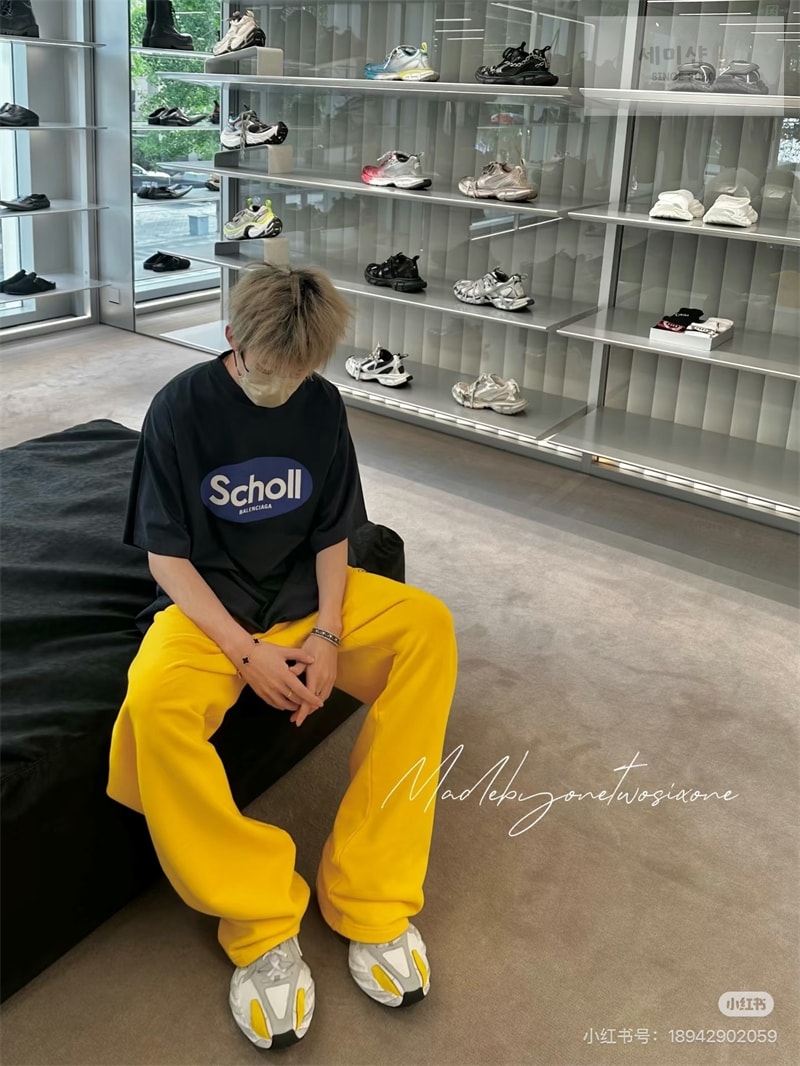Balenciaga 발렌시아가 x 숄 Scholl 로고 와이드 오버사이즈 팬츠 레플리카 3번 이미지 - 의류 | 세미샵 레플리카 사이트