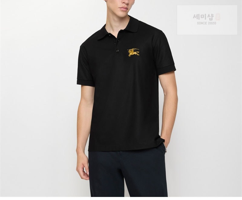 버버리 버버리 메탈릭 EKD 코튼 폴로 셔츠 블랙 의류 4번 이미지