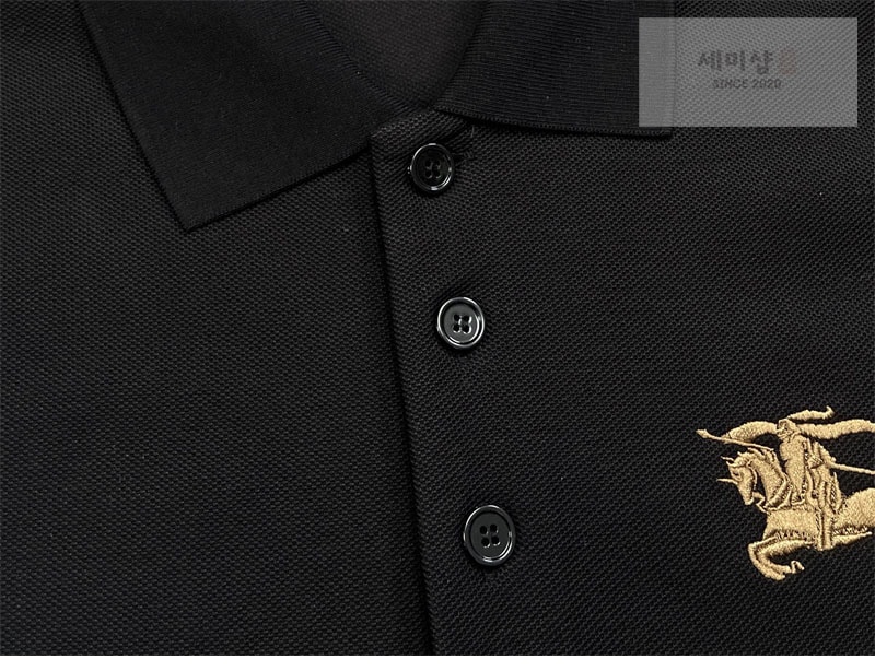 버버리 버버리 메탈릭 EKD 코튼 폴로 셔츠 블랙 의류 1번 이미지