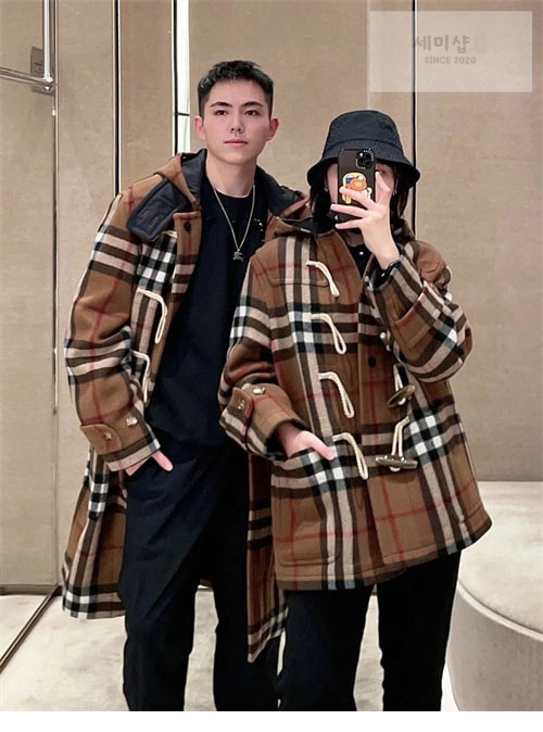 Burberry 버버리 체크 더플 코트 의류 6번 이미지