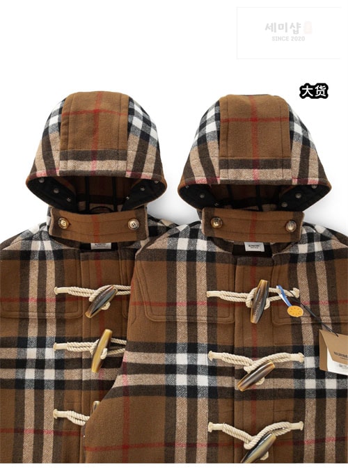 Burberry 버버리 체크 더플 코트 의류 9번 이미지
