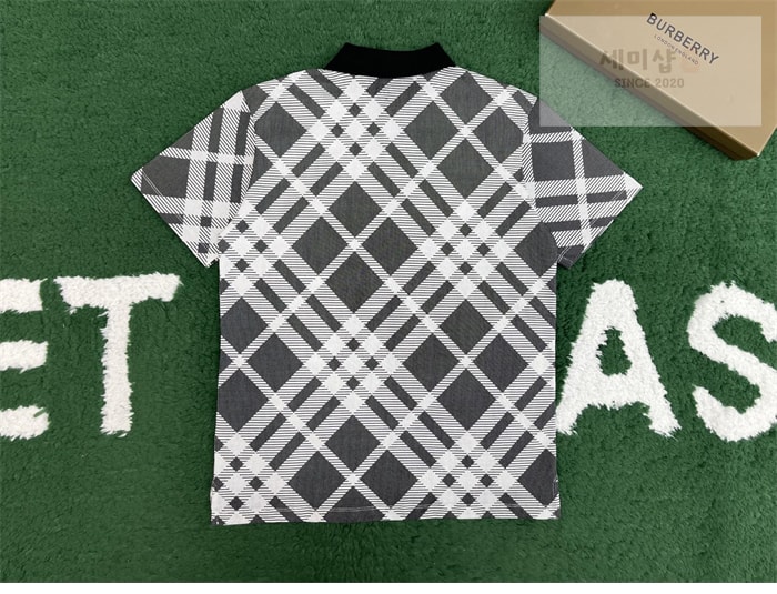 Burberry 버버리 체크 스트레치 코튼 블렌드 폴로셔츠 카키 의류 6번 이미지